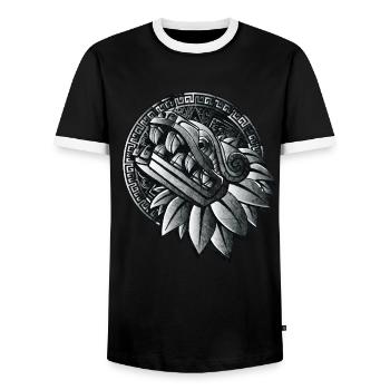 Quetzalcoatl Azteken Gefiederte Schlange Maya Inka - Männer Kontrast-T-Shirt - Schwarz/Weiß - Vorne - AI Model Female 172 light (172cm) & AI Model Male 178 light (178cm)