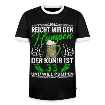 Reicht Mir Das Bier Ihr Narren - 33. Geburtstag - Männer Kontrast-T-Shirt - Schwarz/Weiß - Vorne - AI Model Female 172 light (172cm) & AI Model Male 178 light (178cm)