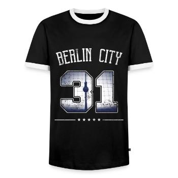 Sei kein 31er I Verräter Paragraph I Berlin Ciry - Männer Kontrast-T-Shirt - Schwarz/Weiß - Vorne - AI Model Female 172 light (172cm) & AI Model Male 178 light (178cm)