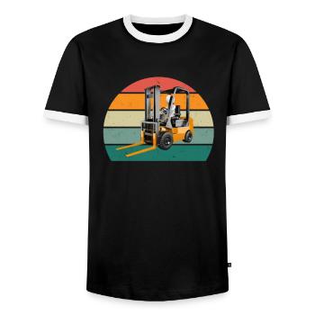 Conducteur de chariot élévateur Chariot élévateur à fourche - T-shirt contrasté Homme - noir/blanc - Devant - AI Model Female 172 light (172cm) & AI Model Male 178 light (178cm)