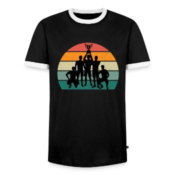 footballer ball player player player football - Men's Ringer Shirt - black/white - Front - AI Model Female 172 light (172cm) & AI Model Male 178 light (178cm)
