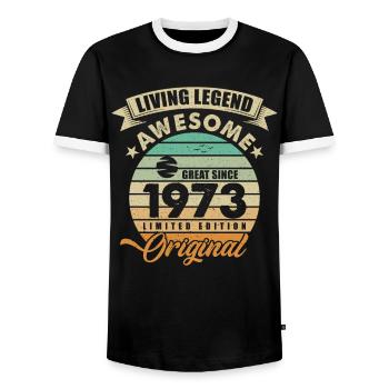 1973 Birthday Retro Orginal - Men's Ringer Shirt - black/white - Front - AI Model Female 172 light (172cm) & AI Model Male 178 light (178cm)