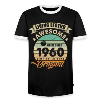 1960 Birthday Retro Orginal - Men's Ringer Shirt - black/white - Front - AI Model Female 172 light (172cm) & AI Model Male 178 light (178cm)