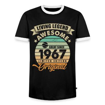 1967 Birthday Retro Orginal - Men's Ringer Shirt - black/white - Front - AI Model Female 172 light (172cm) & AI Model Male 178 light (178cm)