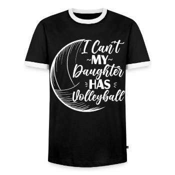Joueuse de volleyball Fille de l’équipe - T-shirt contrasté Homme - noir/blanc - Devant - AI Model Female 172 light (172cm) & AI Model Male 178 light (178cm)