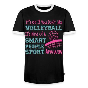 Équipe de volley-ball C’est ok si - T-shirt contrasté Homme - noir/blanc - Devant - AI Model Female 172 light (172cm) & AI Model Male 178 light (178cm)