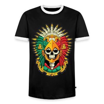 Aztèque Eagle Warrior Mayan Skull Inca - T-shirt contrasté Homme - noir/blanc - Devant - AI Model Female 172 light (172cm) & AI Model Male 178 light (178cm)
