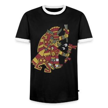 Chalchiuhtlicue Déesse aztèque de l’eau Maya Inca - T-shirt contrasté Homme - noir/blanc - Devant - AI Model Female 172 light (172cm) & AI Model Male 178 light (178cm)