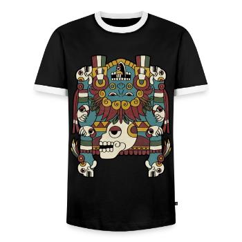 Tlaltecuhtli Déesse aztèque mésoaméricaine - T-shirt contrasté Homme - noir/blanc - Devant - AI Model Female 172 light (172cm) & AI Model Male 178 light (178cm)
