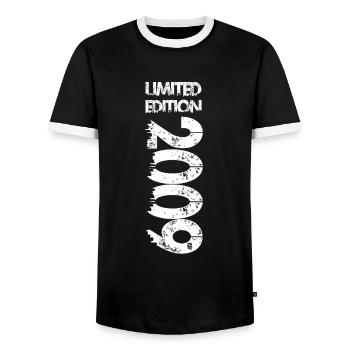 Limited Edition 2009 - Men's Ringer Shirt - black/white - Front - AI Model Female 172 light (172cm) & AI Model Male 178 light (178cm)