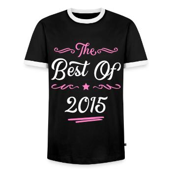 2015 best of - Men's Ringer Shirt - black/white - Front - AI Model Female 172 light (172cm) & AI Model Male 178 light (178cm)