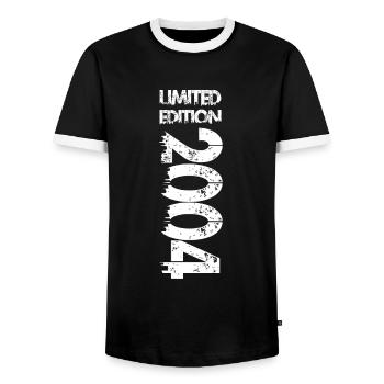 Limited Edition 2004 - Men's Ringer Shirt - black/white - Front - AI Model Female 172 light (172cm) & AI Model Male 178 light (178cm)
