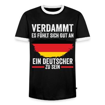 Deutschland Deutscher Deutsches - Männer Kontrast-T-Shirt - Schwarz/Weiß - Vorne - AI Model Female 172 light (172cm) & AI Model Male 178 light (178cm)