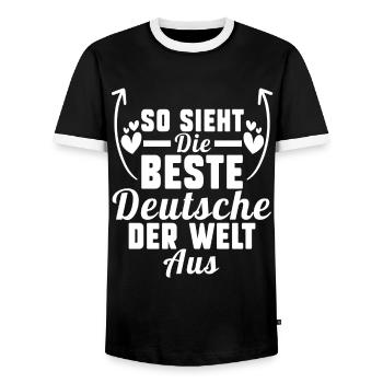 Deutschland Deutsche Deutsches - Männer Kontrast-T-Shirt - Schwarz/Weiß - Vorne - AI Model Female 172 light (172cm) & AI Model Male 178 light (178cm)