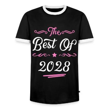 2028 best of - Men's Ringer Shirt - black/white - Front - AI Model Female 172 light (172cm) & AI Model Male 178 light (178cm)