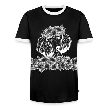 Niedliche Pudel Mama Sonnenblume Pudel - Männer Kontrast-T-Shirt - Schwarz/Weiß - Vorne - AI Model Female 172 light (172cm) & AI Model Male 178 light (178cm)