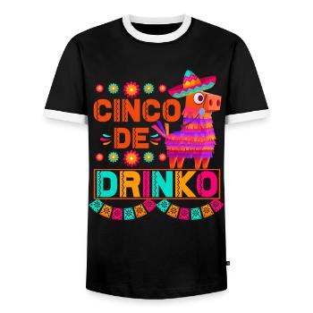 Pinata Cinco De Mayo Celebrate Drink - Men's Ringer Shirt - black/white - Front - AI Model Female 172 light (172cm) & AI Model Male 178 light (178cm)