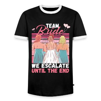 Team Bride JGA Bachelor Party Polter Girls - Men's Ringer Shirt - black/white - Front - AI Model Female 172 light (172cm) & AI Model Male 178 light (178cm)