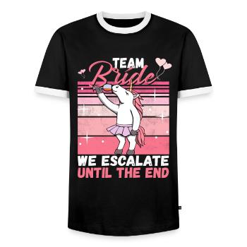Team Bride JGA Bachelor Party Polter Girls - Men's Ringer Shirt - black/white - Front - AI Model Female 172 light (172cm) & AI Model Male 178 light (178cm)