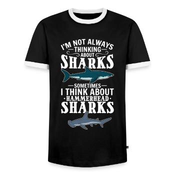 Hammerhead sharks I don't always think of sharks - Men's Ringer Shirt - black/white - Front - AI Model Female 172 light (172cm) & AI Model Male 178 light (178cm)