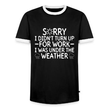 Météorologue Météo Climat Prévisions Météo - T-shirt contrasté Homme - noir/blanc - Devant - AI Model Female 172 light (172cm) & AI Model Male 178 light (178cm)