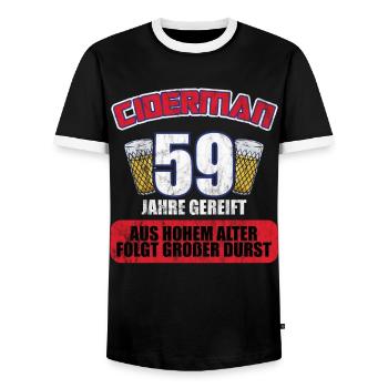 Ciderman 59 Jahre Geburtstag Apfelwein Äppelwoi - Männer Kontrast-T-Shirt - Schwarz/Weiß - Vorne - AI Model Female 172 light (172cm) & AI Model Male 178 light (178cm)