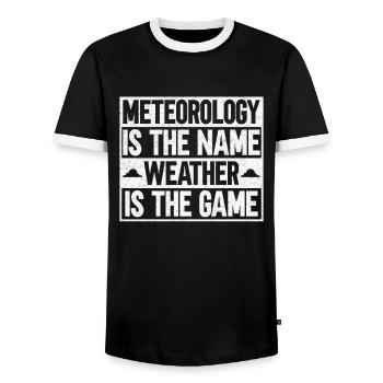 Météorologue Météo Climat Prévisions Météo - T-shirt contrasté Homme - noir/blanc - Devant - AI Model Female 172 light (172cm) & AI Model Male 178 light (178cm)
