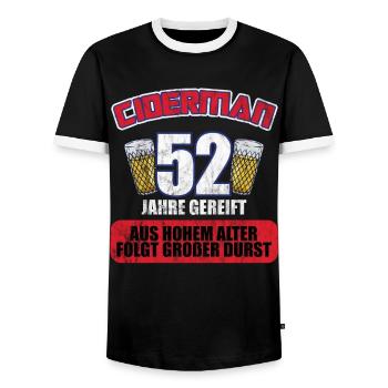 Ciderman 52 Jahre Geburtstag Apfelwein Äppelwoi - Männer Kontrast-T-Shirt - Schwarz/Weiß - Vorne - AI Model Female 172 light (172cm) & AI Model Male 178 light (178cm)