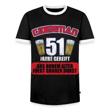 Ciderman 51 Jahre Geburtstag Apfelwein Äppelwoi - Männer Kontrast-T-Shirt - Schwarz/Weiß - Vorne - AI Model Female 172 light (172cm) & AI Model Male 178 light (178cm)
