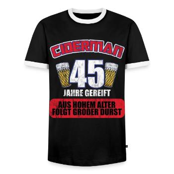 Ciderman 45 Jahre Geburtstag Apfelwein Äppelwoi - Männer Kontrast-T-Shirt - Schwarz/Weiß - Vorne - AI Model Female 172 light (172cm) & AI Model Male 178 light (178cm)