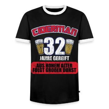 Ciderman 32 Jahre Geburtstag Apfelwein Äppelwoi - Männer Kontrast-T-Shirt - Schwarz/Weiß - Vorne - AI Model Female 172 light (172cm) & AI Model Male 178 light (178cm)
