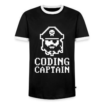 Programmeur Coder Développeur de logiciels - T-shirt contrasté Homme - noir/blanc - Devant - AI Model Female 172 light (172cm) & AI Model Male 178 light (178cm)