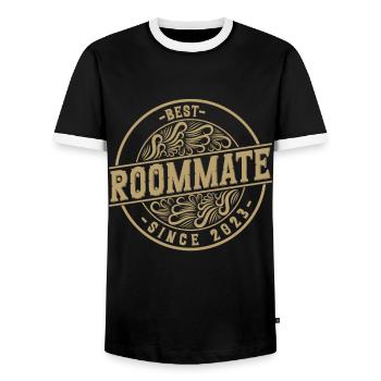 Best roommate since 2023 love your roomates - Men's Ringer Shirt - black/white - Front - AI Model Female 172 light (172cm) & AI Model Male 178 light (178cm)