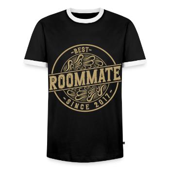 Best roommate since 2017 love your roomates - Men's Ringer Shirt - black/white - Front - AI Model Female 172 light (172cm) & AI Model Male 178 light (178cm)