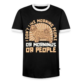 Wheaten Terrier Dog - Men's Ringer Shirt - black/white - Front - AI Model Female 172 light (172cm) & AI Model Male 178 light (178cm)