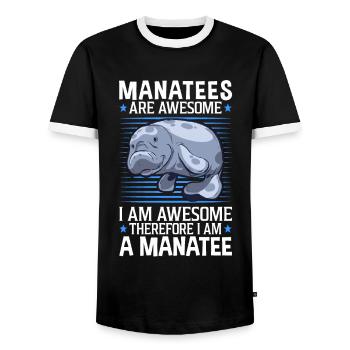 Seekühe sind fantastisch Meeressäuger Seekuh - Männer Kontrast-T-Shirt - Schwarz/Weiß - Vorne - AI Model Female 172 light (172cm) & AI Model Male 178 light (178cm)