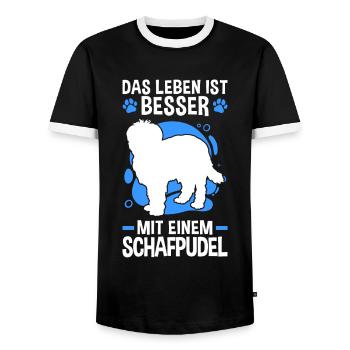 Leben mit Schafpudel zotthaariger Hütepudel - Männer Kontrast-T-Shirt - Schwarz/Weiß - Vorne - AI Model Female 172 light (172cm) & AI Model Male 178 light (178cm)