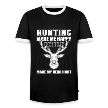 Hunting Make Me Happy People Make My Head Hurt - Männer Kontrast-T-Shirt - Schwarz/Weiß - Vorne - AI Model Female 172 light (172cm) & AI Model Male 178 light (178cm)