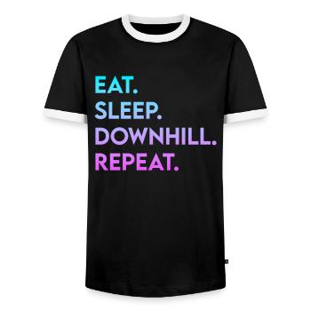 manger dormir en descente répéter - T-shirt contrasté Homme - noir/blanc - Devant - AI Model Female 172 light (172cm) & AI Model Male 178 light (178cm)