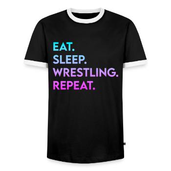 manger le sommeil lutte répéter - T-shirt contrasté Homme - noir/blanc - Devant - AI Model Female 172 light (172cm) & AI Model Male 178 light (178cm)