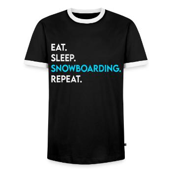 manger dormir snowboard répéter - T-shirt contrasté Homme - noir/blanc - Devant - AI Model Female 172 light (172cm) & AI Model Male 178 light (178cm)