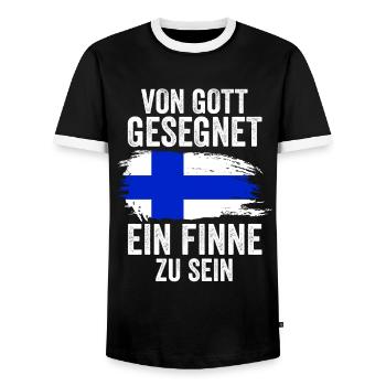 Finnland Finne Finnisches - Männer Kontrast-T-Shirt - Schwarz/Weiß - Vorne - AI Model Female 172 light (172cm) & AI Model Male 178 light (178cm)