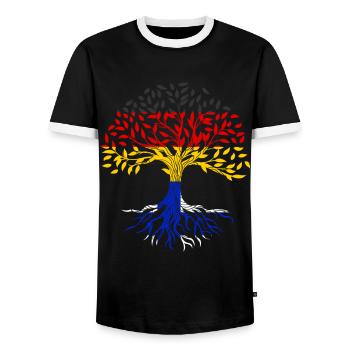 Roots Tree Germany Finland - Men's Ringer Shirt - black/white - Front - AI Model Female 172 light (172cm) & AI Model Male 178 light (178cm)
