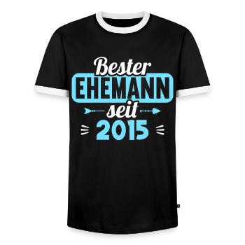 Beste Ehefrau Bester Ehemann seit 2015 - Männer Kontrast-T-Shirt - Schwarz/Weiß - Vorne - AI Model Female 172 light (172cm) & AI Model Male 178 light (178cm)