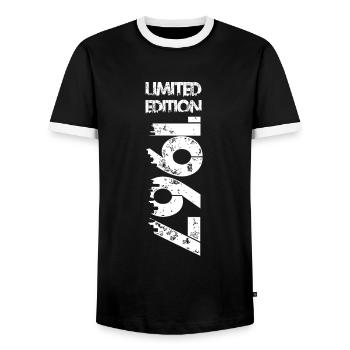 Limited Edition 1967 - Men's Ringer Shirt - black/white - Front - AI Model Female 172 light (172cm) & AI Model Male 178 light (178cm)