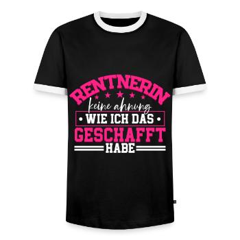 Rentnerin - Männer Kontrast-T-Shirt - Schwarz/Weiß - Vorne - AI Model Female 172 light (172cm) & AI Model Male 178 light (178cm)