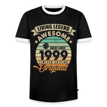 1999 Birthday Retro Orginal - Men's Ringer Shirt - black/white - Front - AI Model Female 172 light (172cm) & AI Model Male 178 light (178cm)