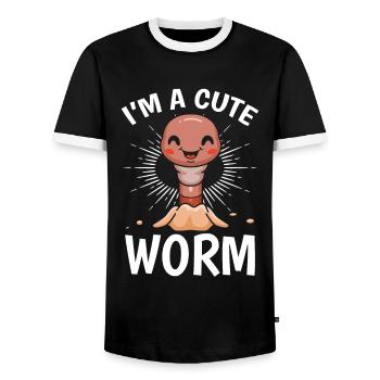 Compost Worm Lovers Sweet Worms Je suis un - T-shirt contrasté Homme - noir/blanc - Devant - AI Model Female 172 light (172cm) & AI Model Male 178 light (178cm)