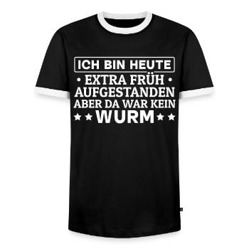 Ich Bin Heute Extra Früh Aufgestanden Aber Da War - Männer Kontrast-T-Shirt - Schwarz/Weiß - Vorne - AI Model Female 172 light (172cm) & AI Model Male 178 light (178cm)