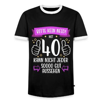 40 Geburtstag Mann Frau Lustig 40 Jahre - Männer Kontrast-T-Shirt - Schwarz/Weiß - Vorne - AI Model Female 172 light (172cm) & AI Model Male 178 light (178cm)